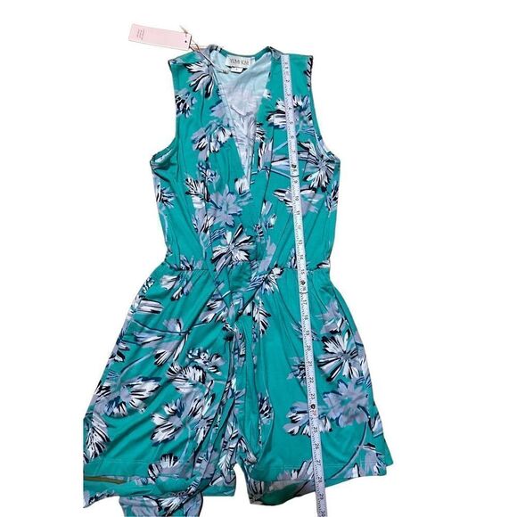 NWT YUMI KIM Short Draped Floral Romper Jersey Knit Women's S Turquoise White Bl - Picture 5 of 10